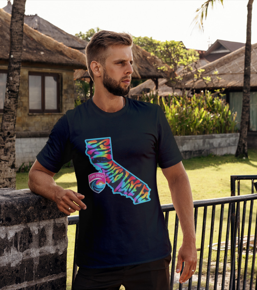 San Diego Wave FC Groovy Pride California Map T-Shirt