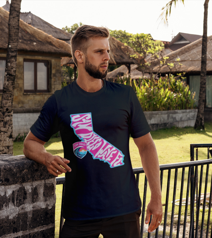 San Diego Wave FC Groovy California Pink State T-Shirt
