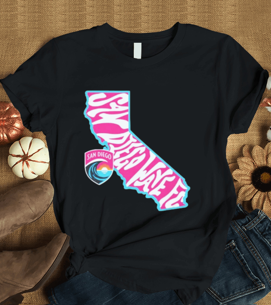 San Diego Wave FC Groovy California Pink State T-Shirt