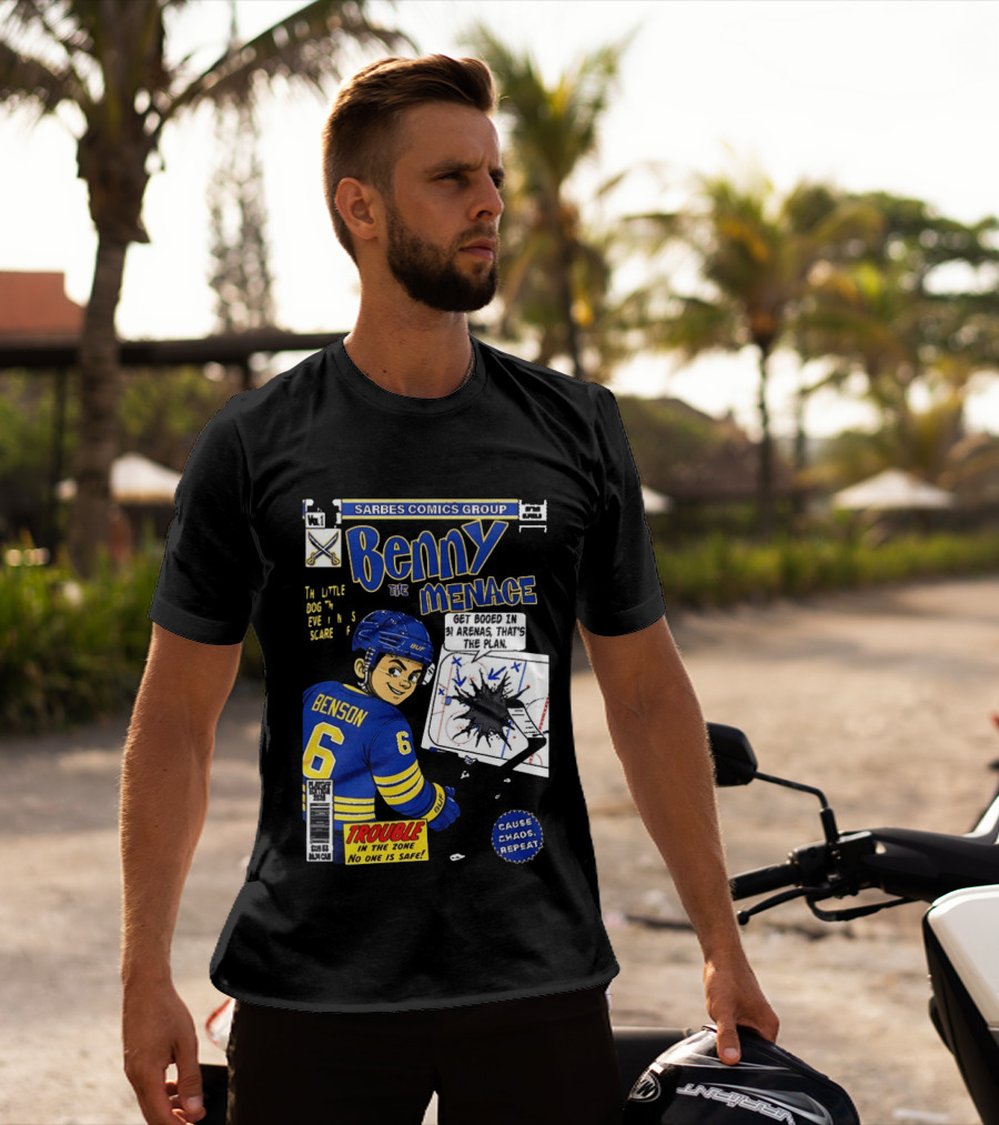 Sarbes Comics Benny The Menace Zach Benson Trouble Buffalo Sabres Hockey T-Shirt