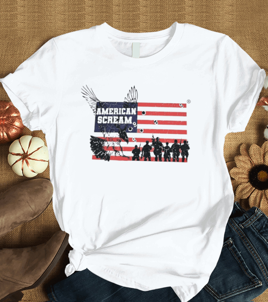 American Scream Soldiers USA Flag Eagle T-Shirt