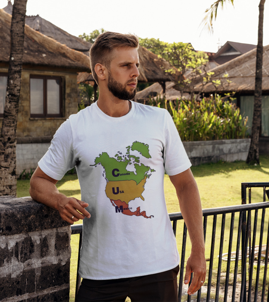 Canada USA Mexico Map CUM Bold Letters T-Shirt
