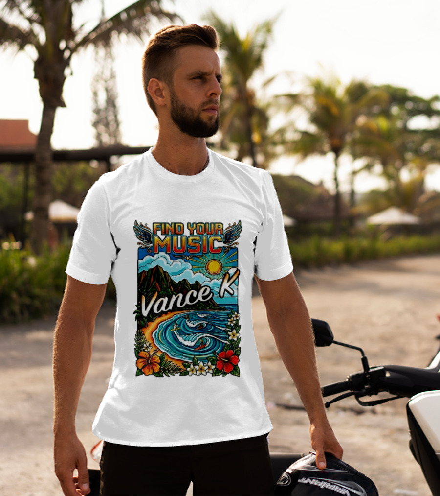 Find Your Music Vance K Tropical Surfing Paradise T-Shirt