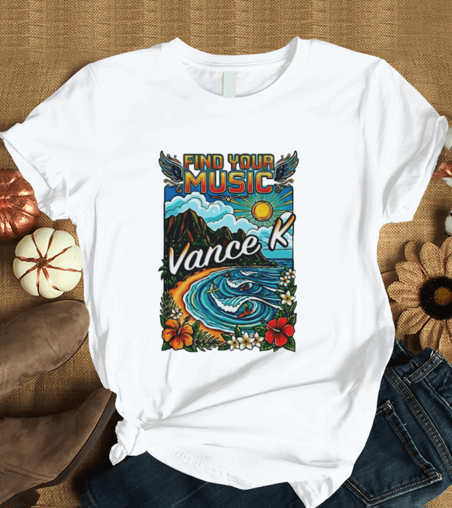 Find Your Music Vance K Tropical Surfing Paradise T-Shirt