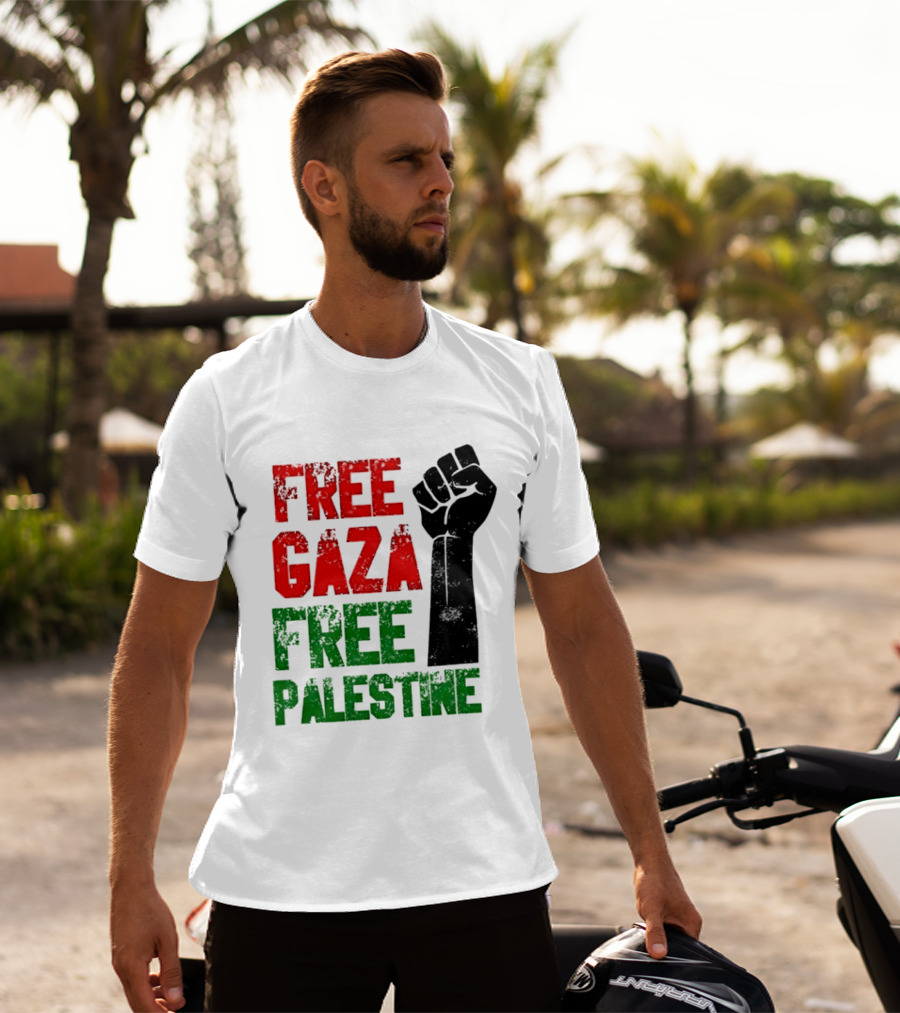 Free Gaza Free Palestine Raised Fist T-Shirt