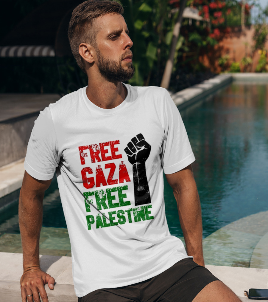 Free Gaza Free Palestine Raised Fist T-Shirt