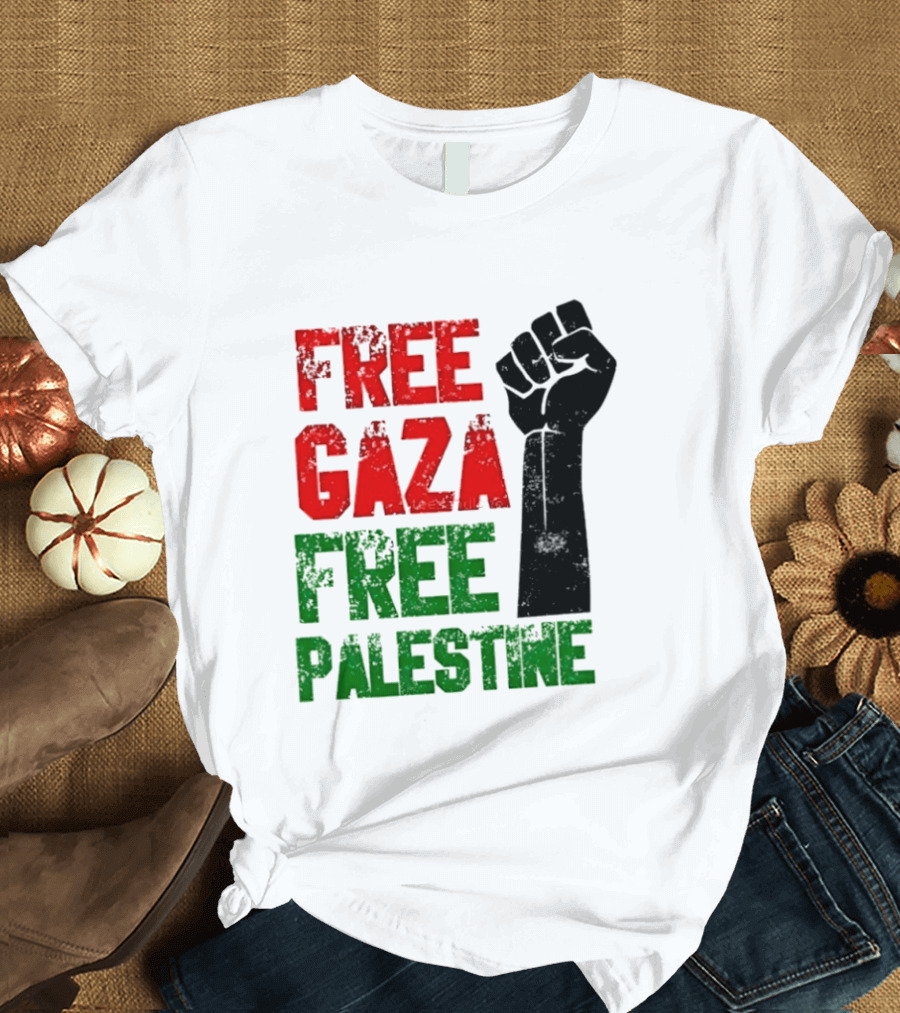 Free Gaza Free Palestine Raised Fist T-Shirt