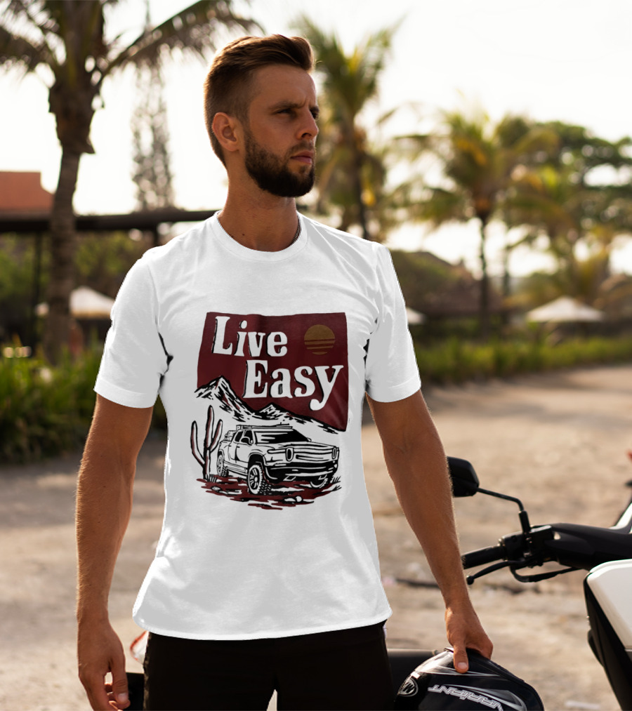 Live Easy Bronco Car Desert Adventure Sunset T-Shirt