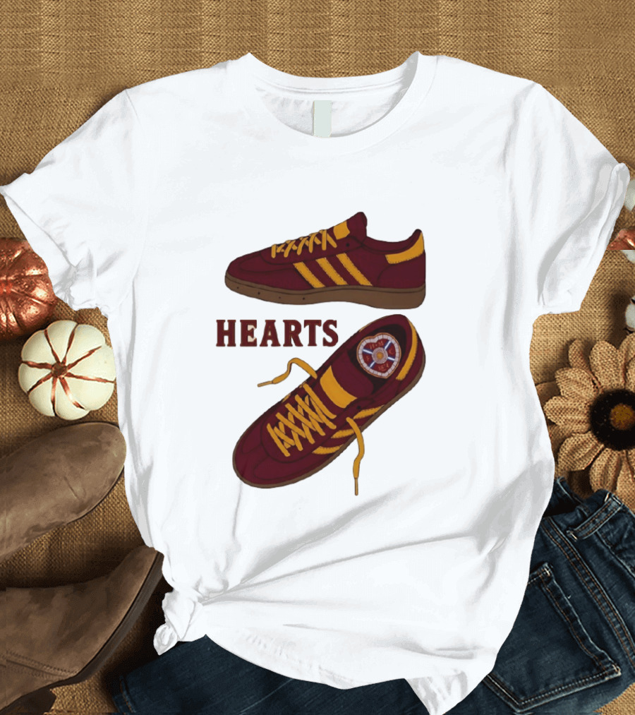 Hearts Casuals 1874 Maroon And Gold Shoes T-Shirt