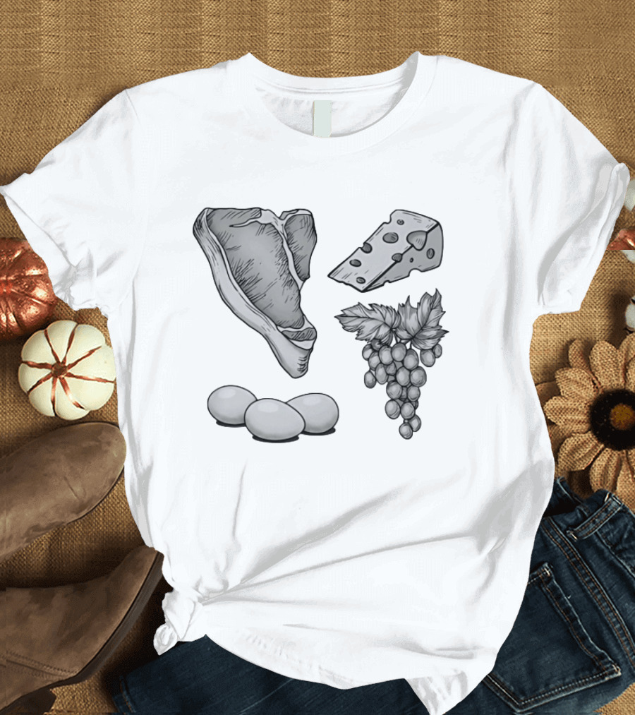 Steak Cheese Eggs Grape Juice Food T-Shirt