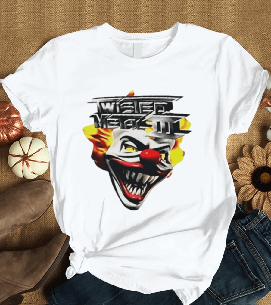 Twisted Metal III Sweet Tooth Clown Face Fiery Hair T-Shirt