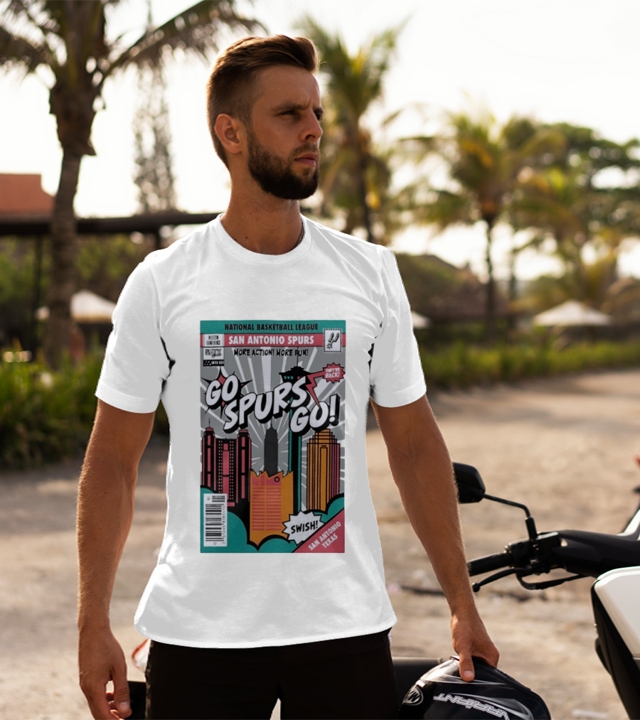 National Basketball League San Antonio Spurs More Action More Fun Go Spurs Go Swish Back Texas T-Shirt