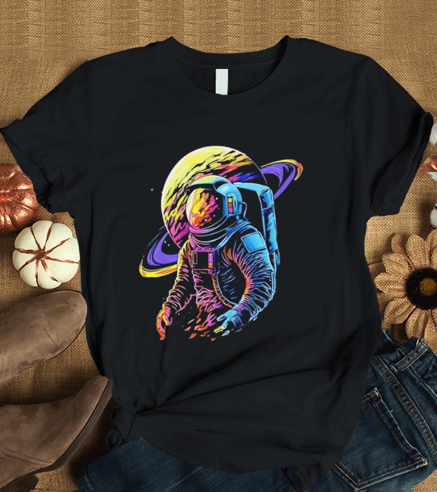 Astronaut Neon Into The Am Saturn Space Adventure T-Shirt