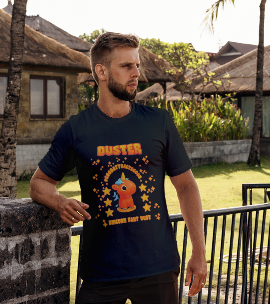 Duster Unicorn Fart Dust Hashtag Good Vibes Stars T-Shirt