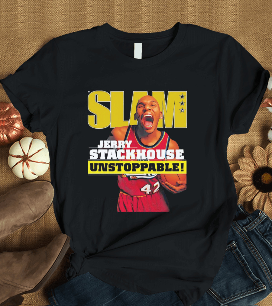 Jerry Stackhouse SLAM Unstoppable Detroit Pistons 42 Hardwood Classics Basketball T-Shirt