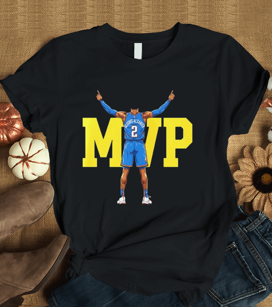 MVP Back 2 Back Shai Gilgeous Alexander Oklahoma City Thunder Basketball Player Blue Jersey Number 2 T-Shirt