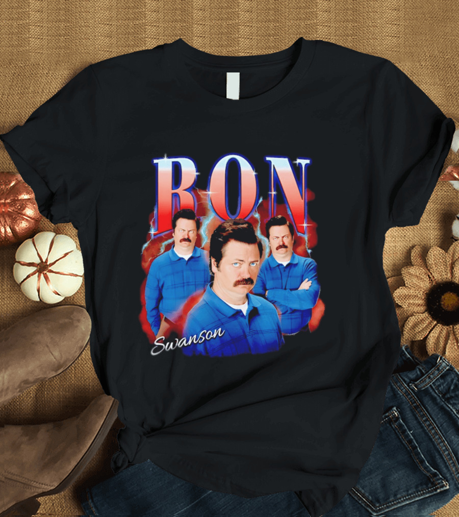 Ron Swanson Triple Image Humor T-Shirt