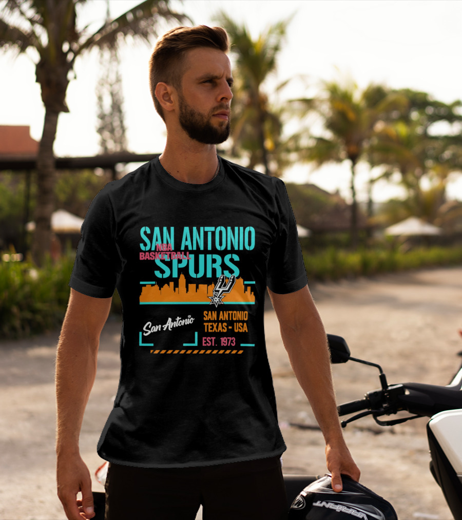San Antonio Spurs Basketball Skyline Texas USA Est 1973 T-Shirt