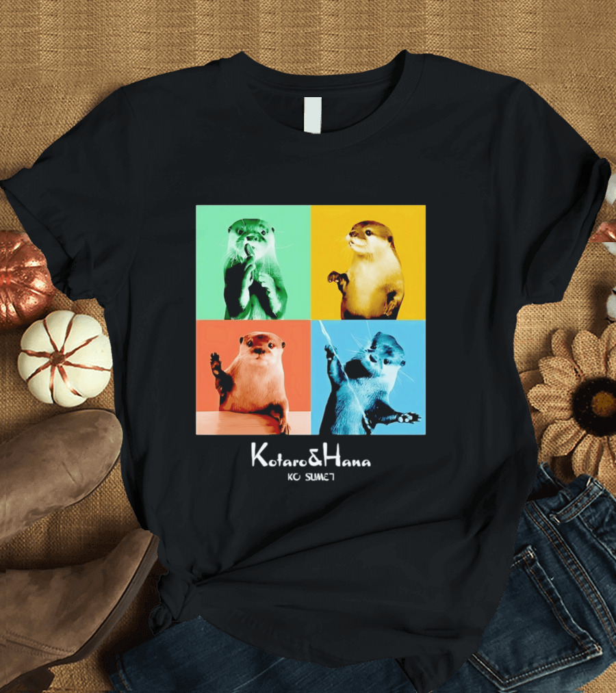 Kotaro And Hana Otters Pop Art Kotsumet T-Shirt