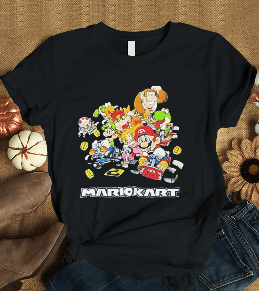 MARIOKART Racing Characters Compilation Black T-Shirt