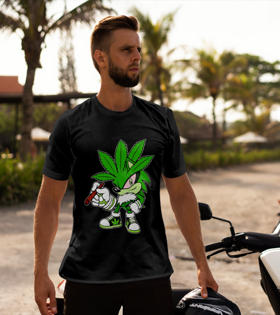 Chronic The Hemphog Weed Cartoon Sonic Parody Cannabis Leaf T-Shirt