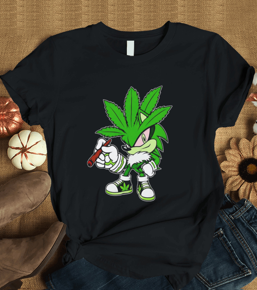 Chronic The Hemphog Weed Cartoon Sonic Parody Cannabis Leaf T-Shirt