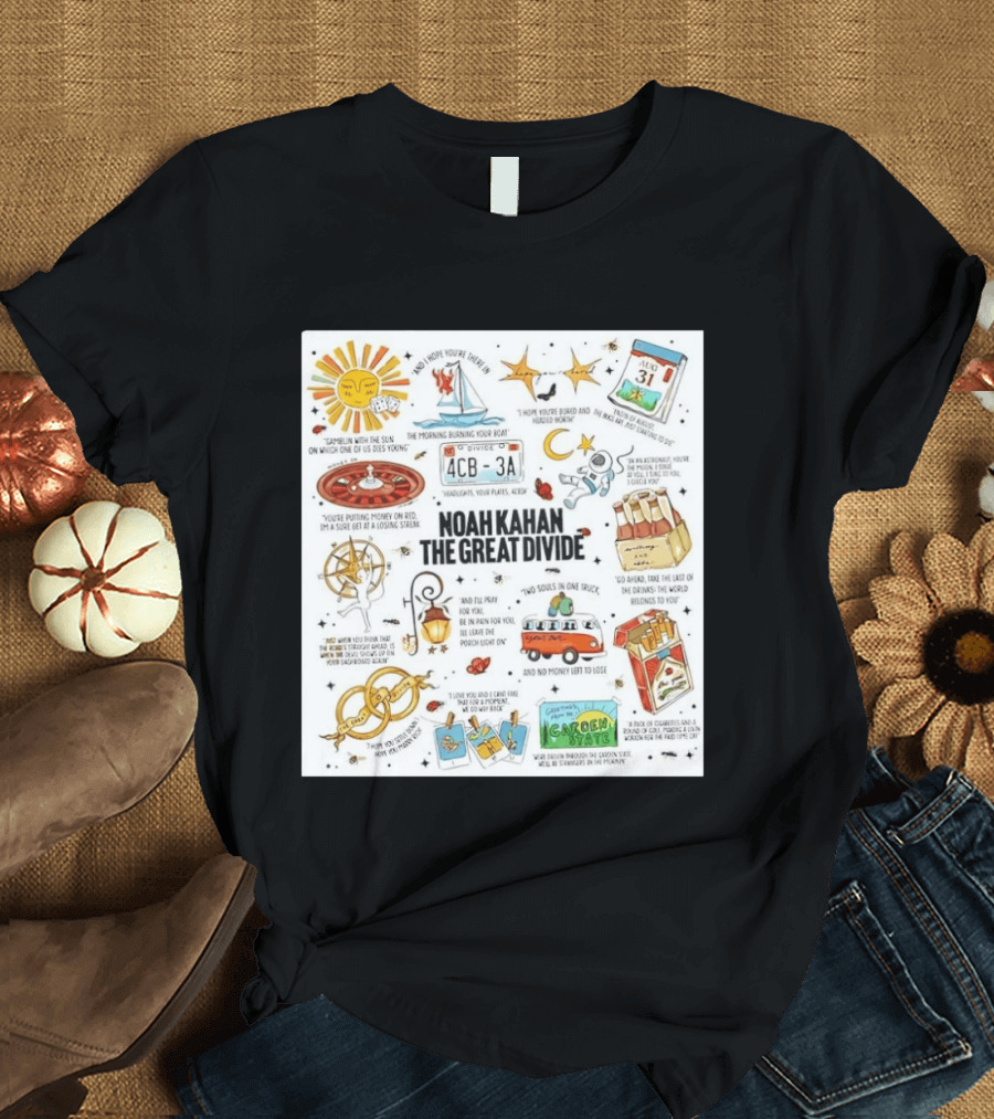 Noah Kahan The Great Divide Album Art Lyric Doodle August 31 Highlights T-Shirt