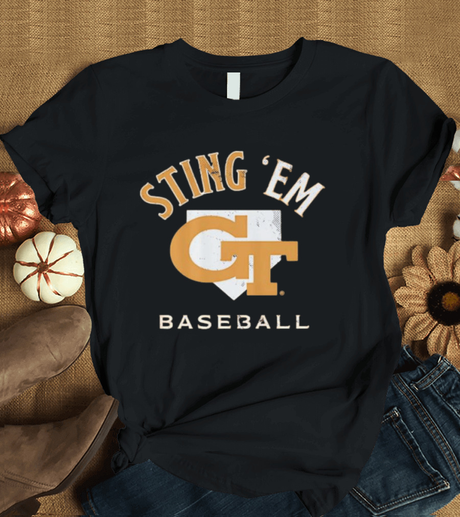 Georgia Tech Yellow Jackets Sting 'Em GT Baseball Home Plate T-Shirt