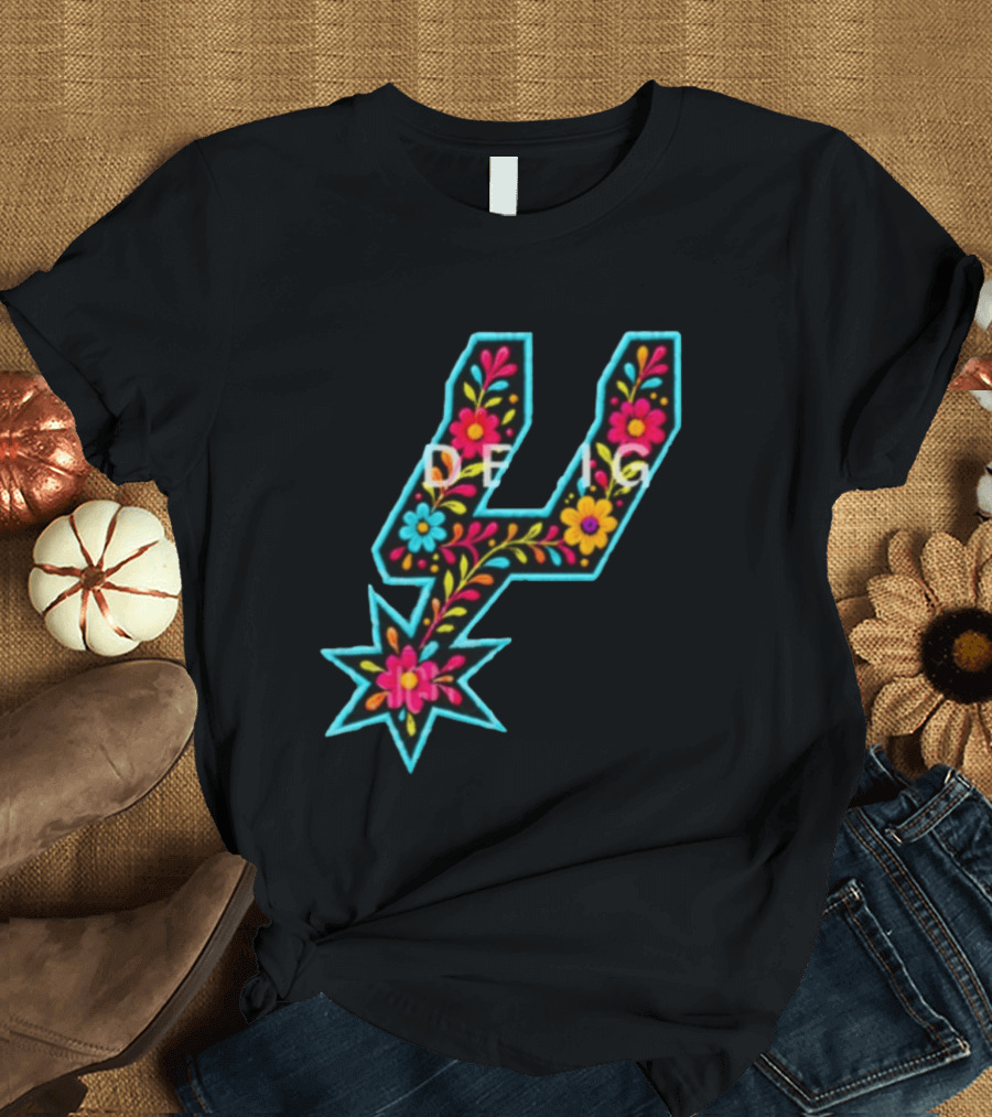 Original Spurs Floral San Antonio Spurs Basketball Nba 2026 Floral Pattern Spurs Logo 2026 T-Shirt