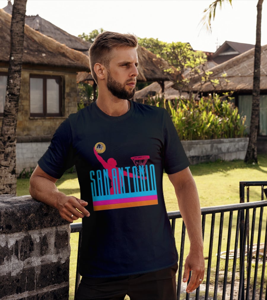 San Antonio Basketball Dunking Pink T-Shirt