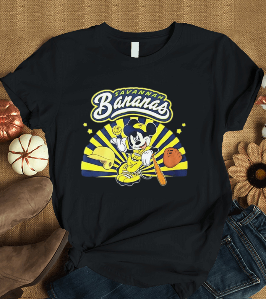 Savannah Bananas Mickey Mouse Baseball Team Sports Fan T-Shirt