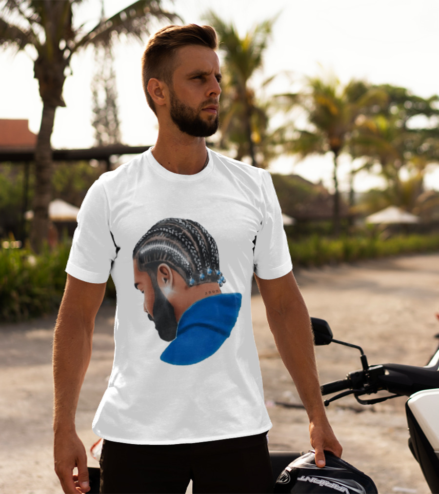 Drake Cornrow Braid Hairstyle Blue Sparkle T-Shirt