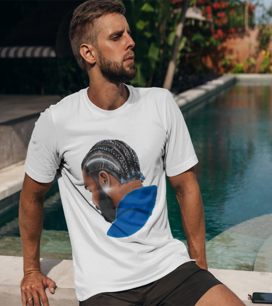 Drake Cornrow Braid Hairstyle Blue Sparkle T-Shirt