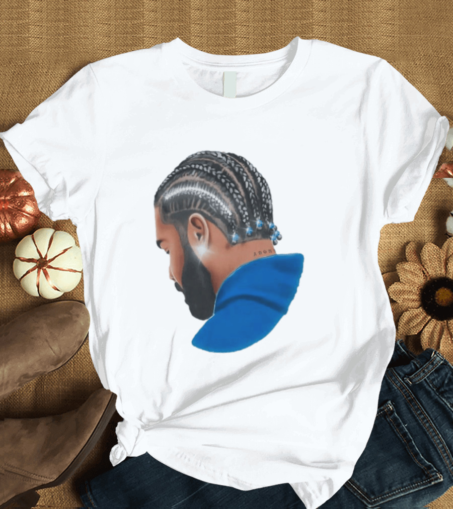 Drake Cornrow Braid Hairstyle Blue Sparkle T-Shirt