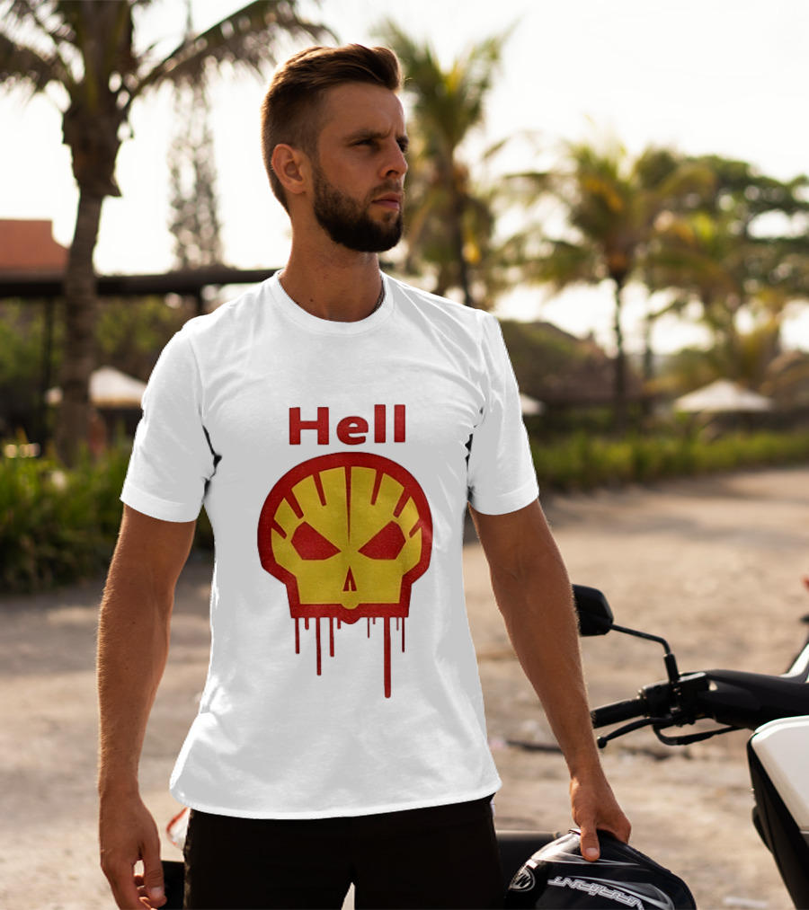 Hell Shell Dripping Skull Icon Red Yellow T-Shirt