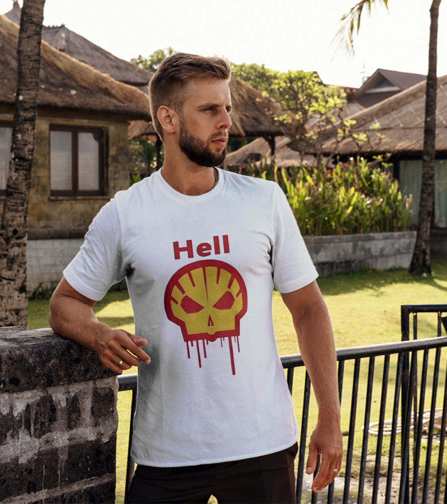 Hell Shell Dripping Skull Icon Red Yellow T-Shirt