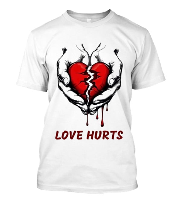 Love Hurts Bleeding Broken Heart Emotional Expression T-Shirt
