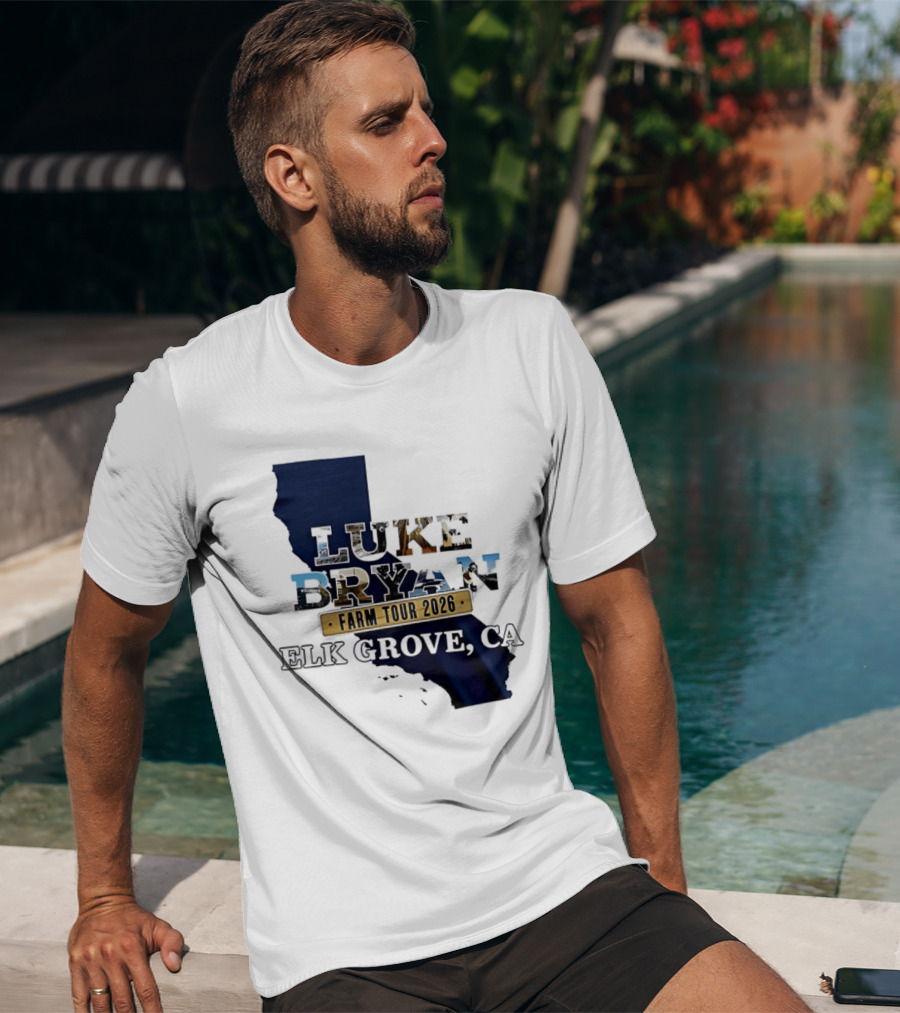 Luke Bryan Farm Tour 2026 Elk Grove CA California Map T-Shirt