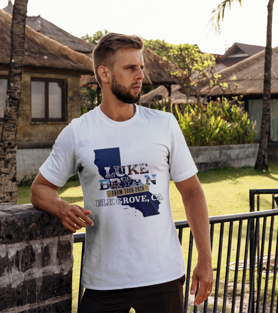 Luke Bryan Farm Tour 2026 Elk Grove CA California Map T-Shirt