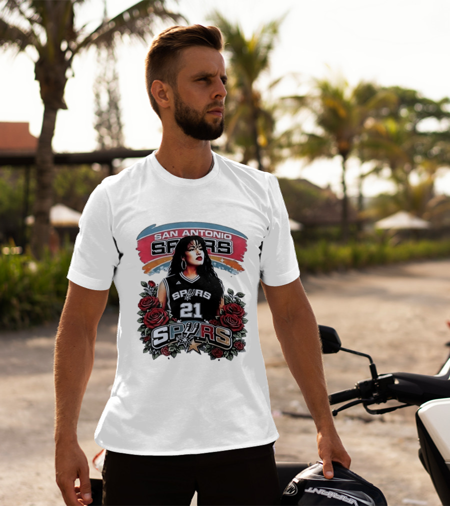San Antonio Spurs 21 Selena Quintanilla Roses T-Shirt