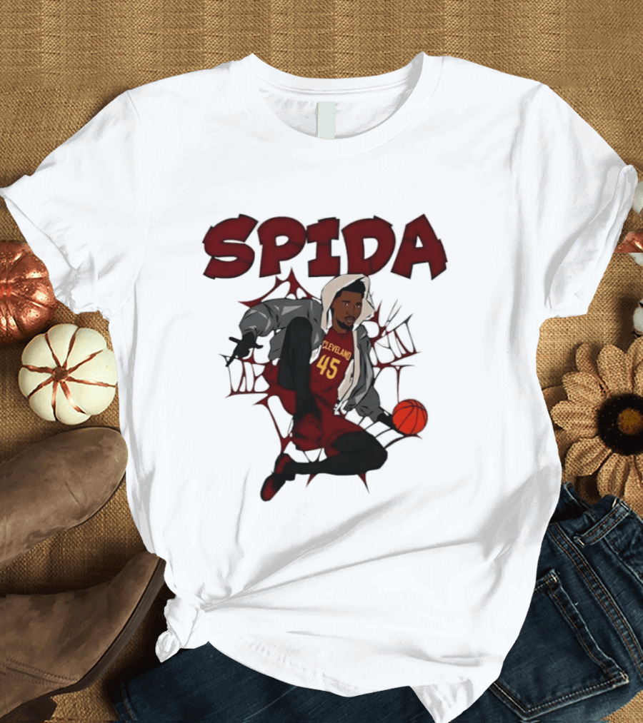 SPIDA Cleveland 45 Donovan Mitchell Basketball Spider Web T-Shirt