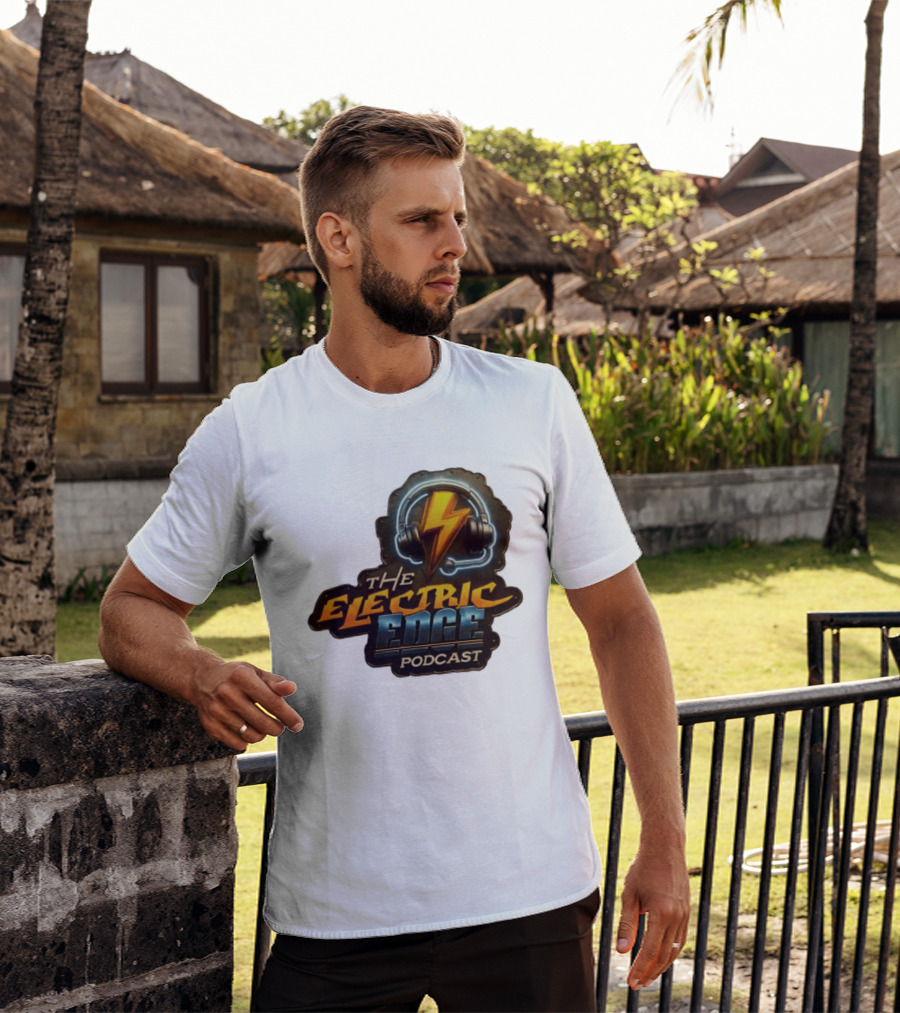 The Electric Edge Podcast Headphone Lightning Bolt T-Shirt