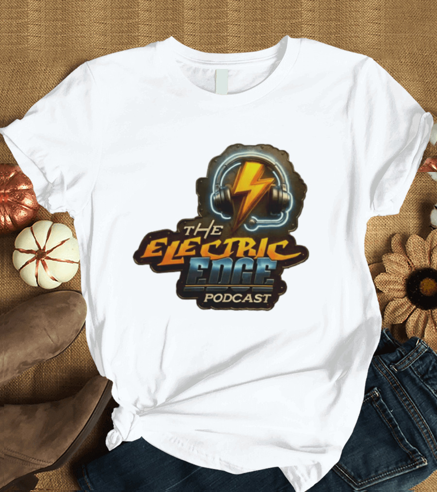The Electric Edge Podcast Headphone Lightning Bolt T-Shirt