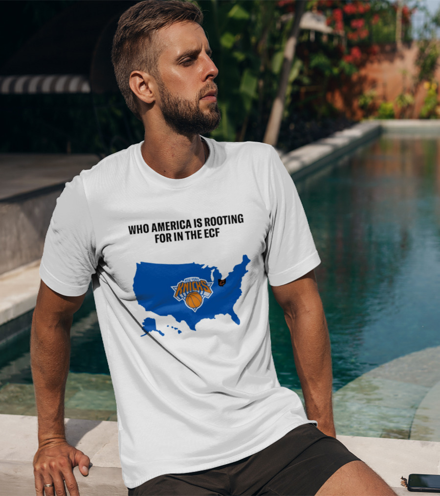 Who America Is Rooting For In The ECF Knicks USA Map Basketball T-Shirt