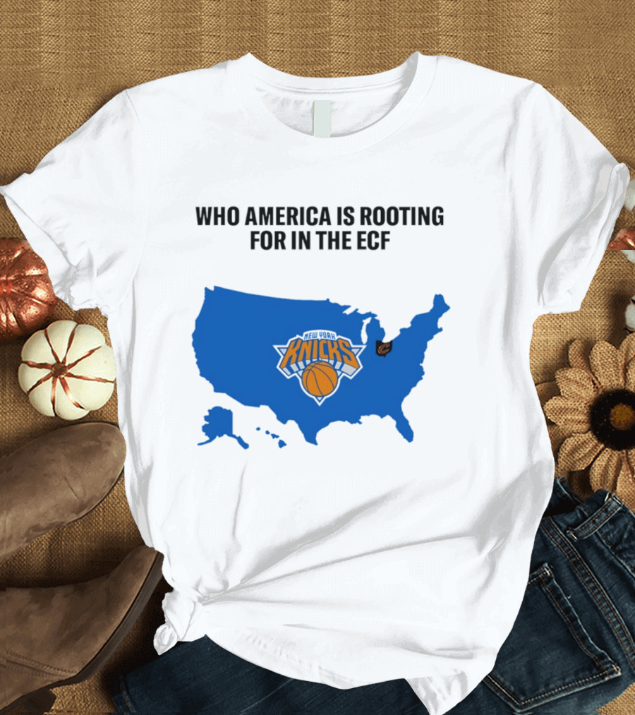 Who America Is Rooting For In The ECF Knicks USA Map Basketball T-Shirt