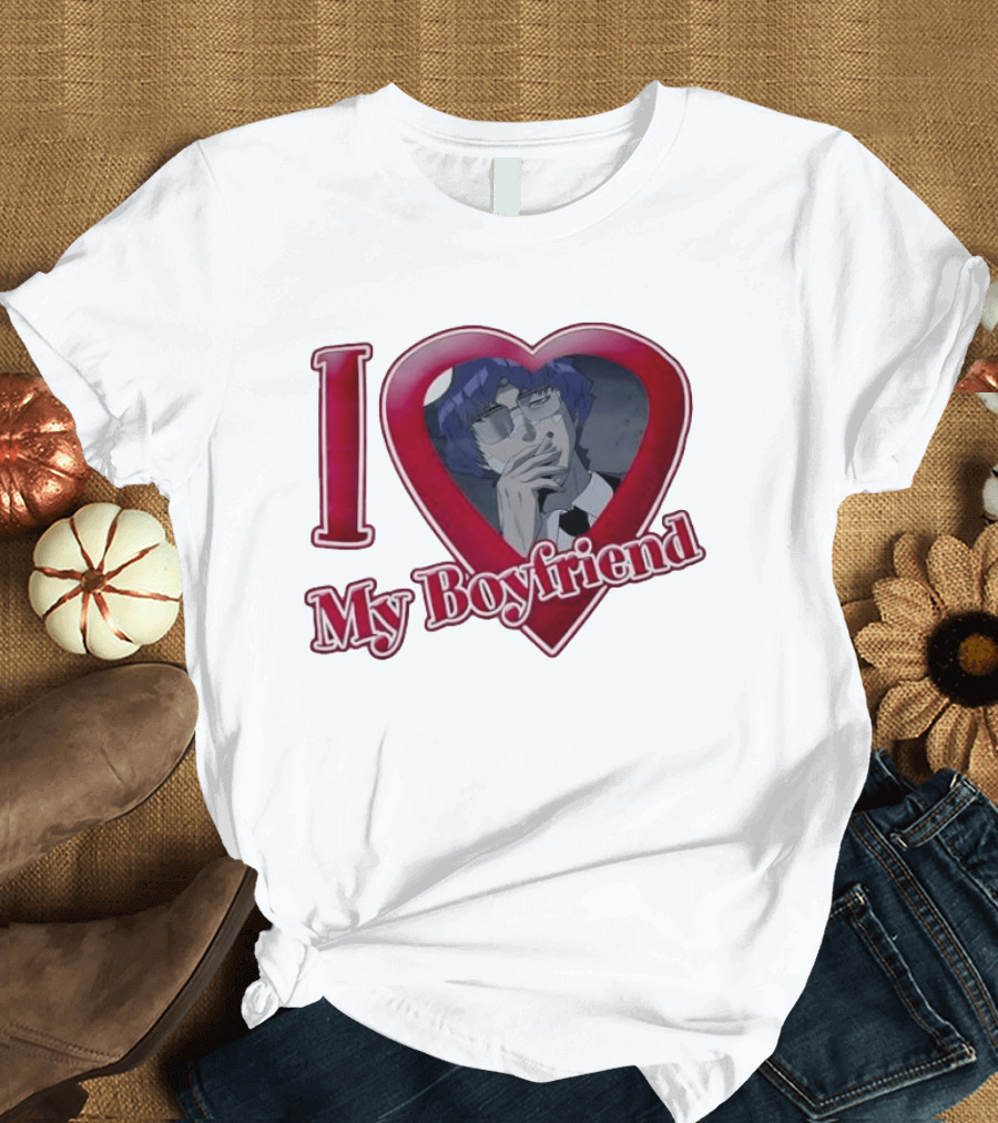 I Love My Boyfriend Heart Anime Style Wolf Keum Wind Breaker T-Shirt