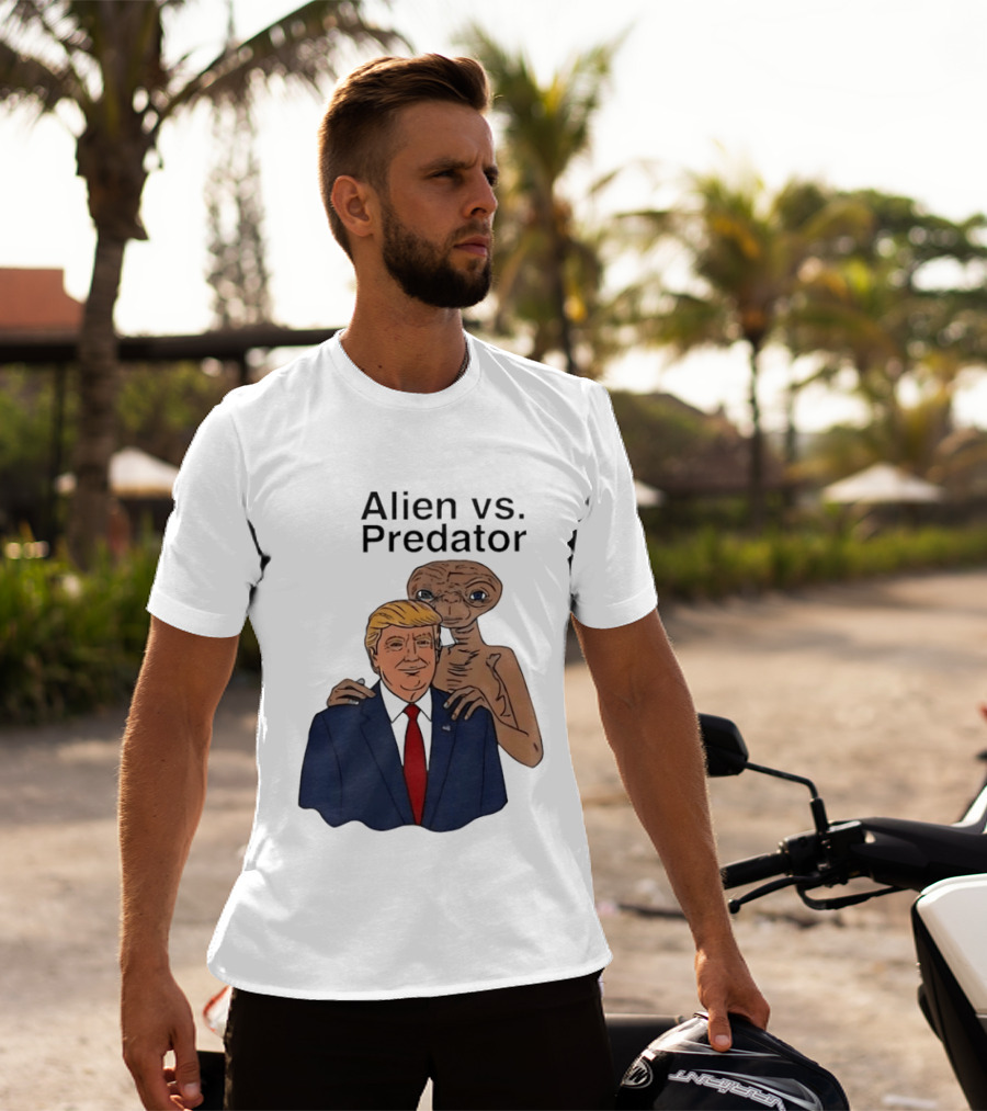 Alien Vs Predator Donald Trump ET Parody Fashion T-Shirt