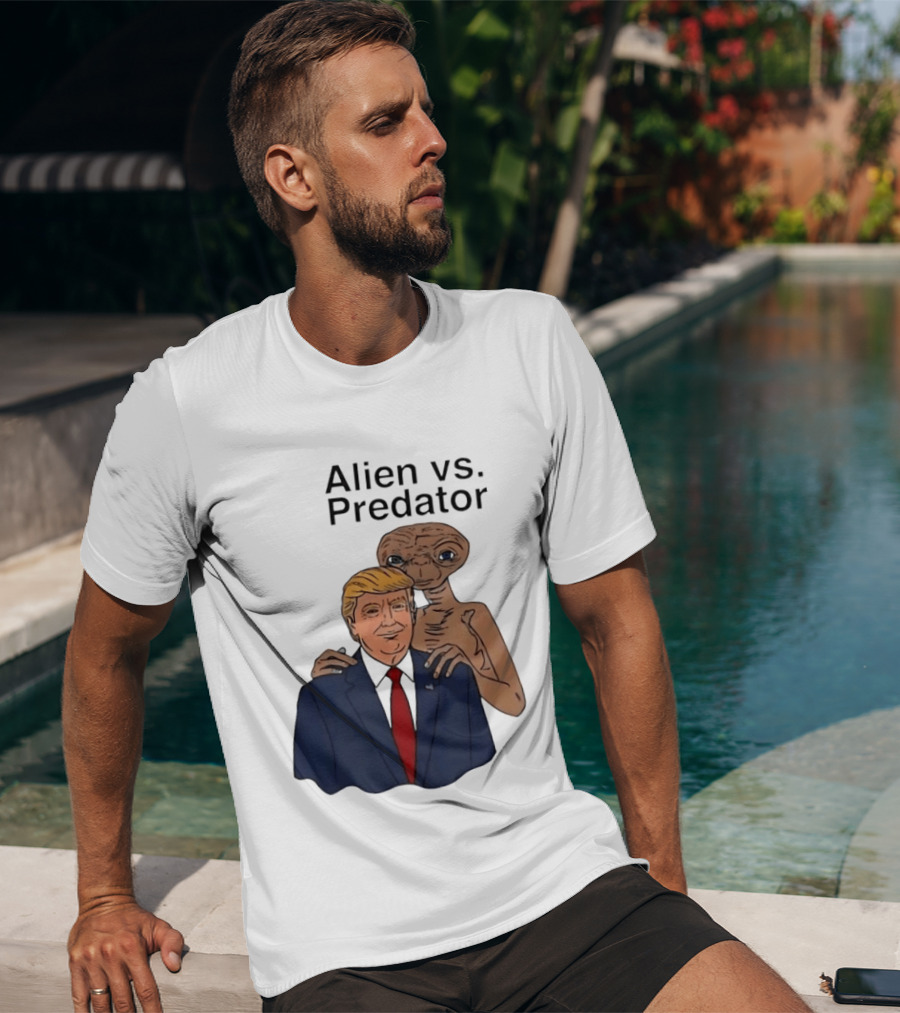 Alien Vs Predator Donald Trump ET Parody Fashion T-Shirt