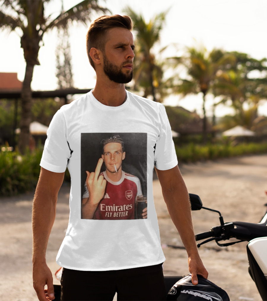 Emirates Fly Better Arsenal Middle Finger Smoking Soccer Player T-Shirt