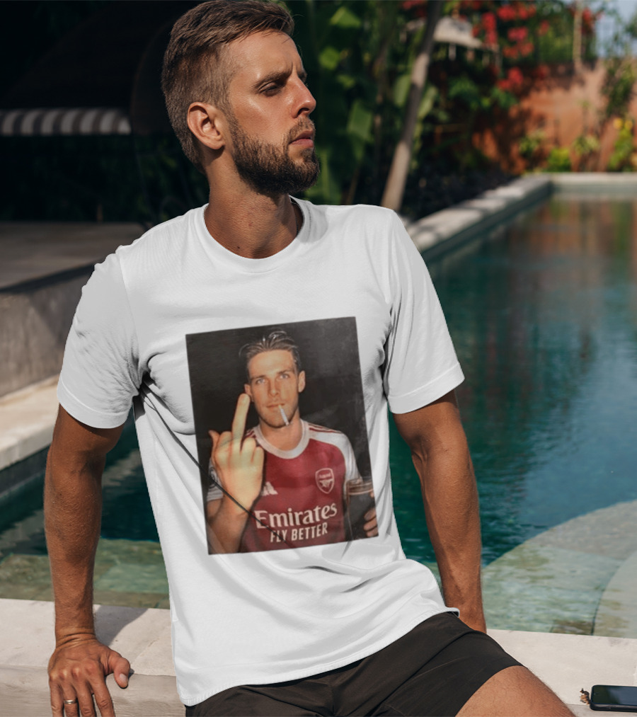 Emirates Fly Better Arsenal Middle Finger Smoking Soccer Player T-Shirt